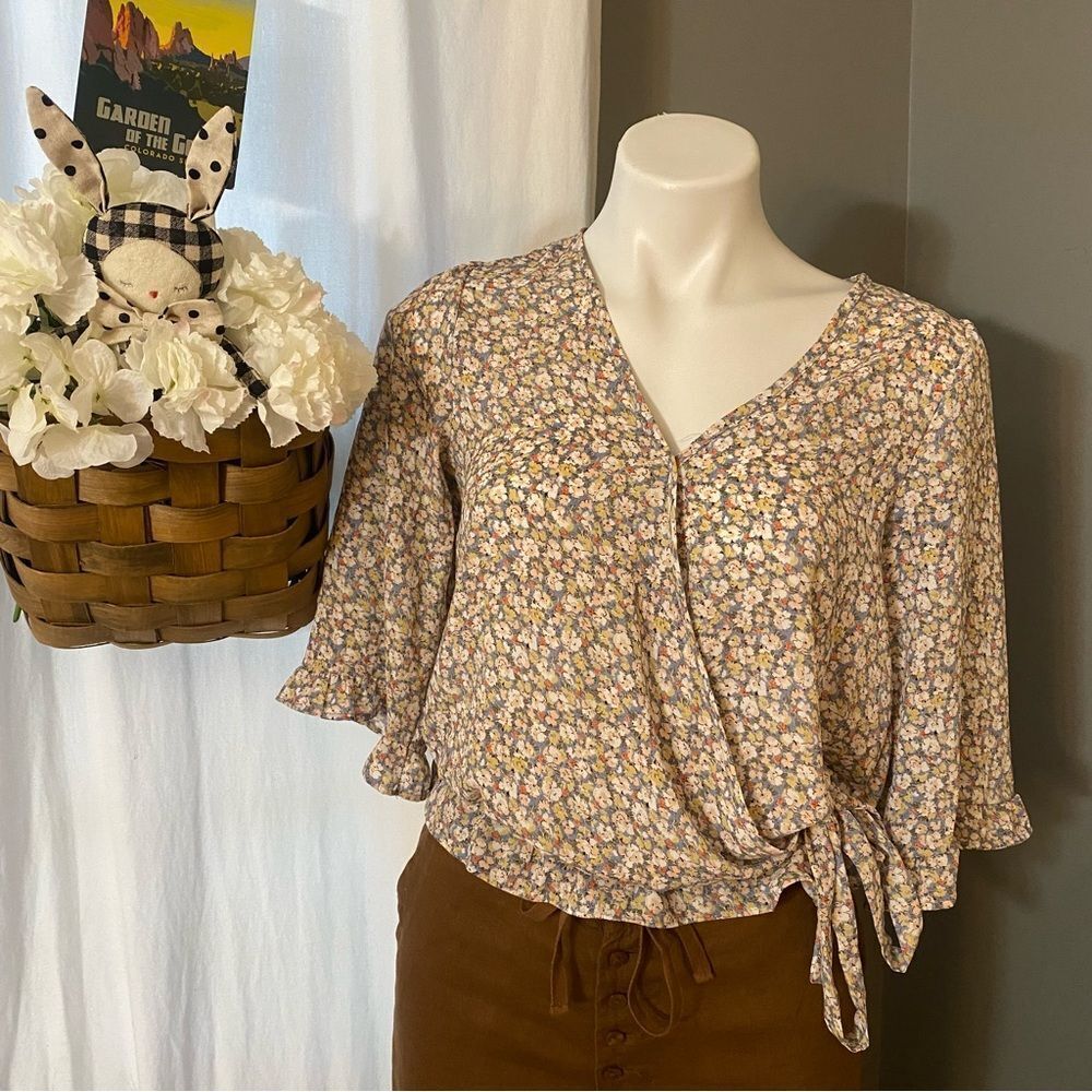 Sierra Sky Blue and White Floral Blouse